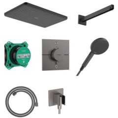 Hansgrohe Raindance Alive Q 24620340 zestaw prysznicowy podtynkowy termostatyczny z deszczownicą czarny