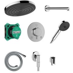 Hansgrohe Pulsify S 24624340 zestaw prysznicowy podtynkowy termostatyczny z deszczownicą czarny