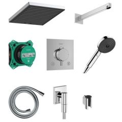 Hansgrohe Pulsify E 24625340 zestaw prysznicowy podtynkowy termostatyczny z deszczownicą czarny