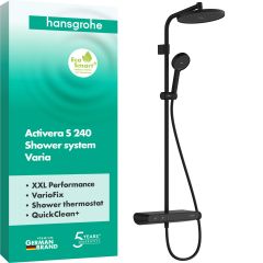 Hansgrohe Activera S 28639670 zestaw prysznicowy ścienny termostatyczny z deszczownicą czarny