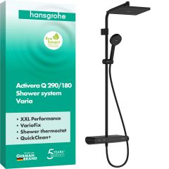 Hansgrohe Activera Q 28648670 zestaw prysznicowy ścienny termostatyczny z deszczownicą czarny