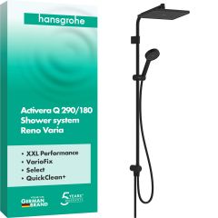 Hansgrohe Activera Q 28757670 zestaw prysznicowy ścienny z deszczownicą czarny