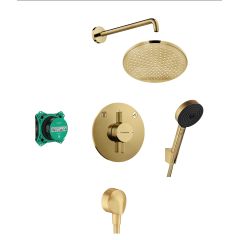 Hansgrohe Crometta 88002392 zestaw prysznicowy podtynkowy z deszczownicą złoty