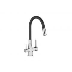 Invena Glamour BZ02F08 bateria kuchenna z filtrem stojąca chrom-czarna