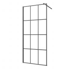 Invena AK32197 ścianka prysznicowa walk-in 90 cm czarny półmat/szkło ze wzorem