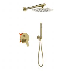 Invena Alonia BS70009 zestaw prysznicowy podtynkowy z deszczownicą złoty