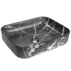 Invena Florina CE40723 umywalka 51x40 cm prostokątna nablatowa czarna-szary/kamień