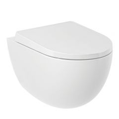 Kludi Resa D 24WCSET43 miska wc z deską wolnoopadającą wisząca bez kołnierza spłukiwanie wirowe biały połysk