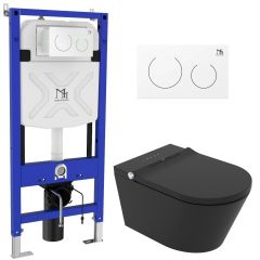 Major&Maker Black Pearl + Coral White 4030FS200302W toaleta myjąca ze stelażem wisząca bez kołnierza czarna