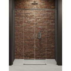 New Trendy Prime D0900A drzwi prysznicowe 140 cm rozsuwane gunmetal szczotkowany/szkło przezroczyste