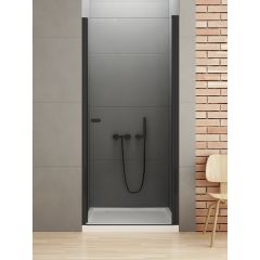 New Trendy New Soleo Black D0209A drzwi prysznicowe 70 cm uchylne czarny mat/szkło przezroczyste