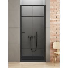 New Trendy New Soleo Black D0275A drzwi prysznicowe 70 cm uchylne czarny mat/szkło ze wzorem