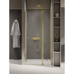 New Trendy New Soleo Light Gold D0484AWK drzwi prysznicowe 110 cm uchylne złoty połysk/szkło przezroczyste