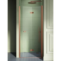 New Trendy New Soleo Copper Brushed D0502A drzwi prysznicowe 80 cm składane miedź szczotkowany/szkło przezroczyste