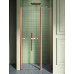 New Trendy New Soleo Copper Brushed D0523A drzwi prysznicowe 110 cm uchylne miedź szczotkowany/szkło przezroczyste