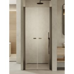 New Trendy New Soleo Gunmetal Brushed D0533A drzwi prysznicowe 80 cm uchylne grafitowy szczotkowany/szkło przezroczyste