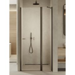 New Trendy New Soleo Gunmetal Brushed D0560A drzwi prysznicowe 90 cm uchylne grafitowy szczotkowany/szkło przezroczyste