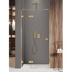 New Trendy Avexa Gold Shine EXK1630 drzwi prysznicowe 80 cm uchylne złoty połysk/szkło przezroczyste