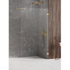 New Trendy Avexa Gold Shine EXK7047 ścianka prysznicowa walk-in 80 cm złoty połysk/szkło przezroczyste