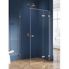 New Trendy Avexa Gold Brushed EXK1729 kabina prysznicowa 80x70 cm prostokątna złoty szczotkowany/szkło przezroczyste