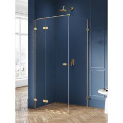 New Trendy Avexa Gold Brushed EXK1732 kabina prysznicowa 90x80 cm prostokątna złoty szczotkowany/szkło przezroczyste