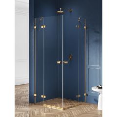 New Trendy Avexa Gold Brushed EXK1776 kabina prysznicowa 80x80 cm kwadratowa złoty szczotkowany/szkło przezroczyste