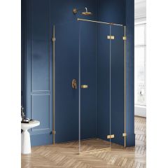 New Trendy Avexa Gold EXK1878 kabina prysznicowa 110x100 cm prostokątna złoty szczotkowany/szkło przezroczyste