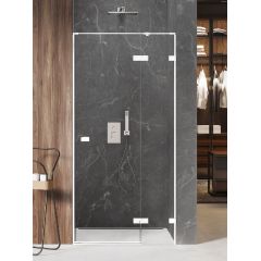 New Trendy Avexa White EXK2688 drzwi prysznicowe 80 cm uchylne biały mat/szkło przezroczyste