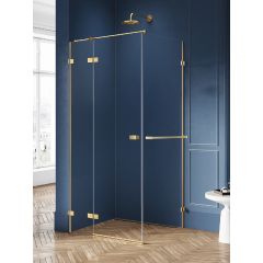 New Trendy Avexa Gold Brushed EXK3037 kabina prysznicowa 120x100 cm prostokątna złoty szczotkowany/szkło przezroczyste