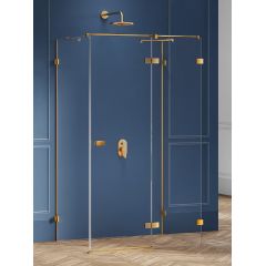 New Trendy Avexa Gold Brushed EXK3123 kabina prysznicowa 120x110 cm prostokątna złoty szczotkowany/szkło przezroczyste