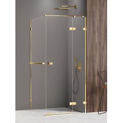 New Trendy Avexa Gold Shine EXK3214 kabina prysznicowa 110x110 cm kwadratowa złoty połysk/szkło przezroczyste