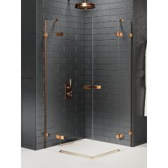 New Trendy Avexa Copper Brushed EXK3689 kabina prysznicowa 120x120 cm kwadratowa miedź szczotkowany/szkło przezroczyste