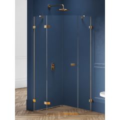 New Trendy Avexa Gold Brushed EXK3851 kabina prysznicowa 80x80 cm złoty szczotkowany/szkło przezroczyste