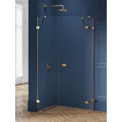 New Trendy Avexa Gold Brushed EXK3858 kabina prysznicowa 100x80 cm złoty szczotkowany/szkło przezroczyste