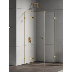 New Trendy Eventa Gold Shine EXK4691 kabina prysznicowa 90x80 cm prostokątna złoty połysk/szkło przezroczyste