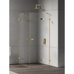 New Trendy Eventa Gold Shine EXK4749 kabina prysznicowa 80x80 cm kwadratowa złoty połysk/szkło przezroczyste