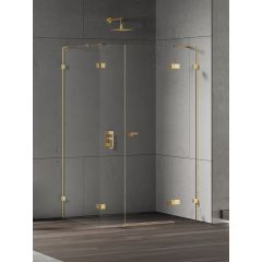 New Trendy Eventa Gold Shine EXK4791 kabina prysznicowa 150x100 cm prostokątna złoty połysk/szkło przezroczyste