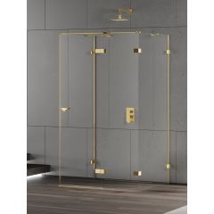 New Trendy Eventa Gold Shine EXK4795 kabina prysznicowa 90x80 cm prostokątna złoty połysk/szkło przezroczyste