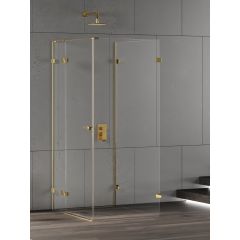 New Trendy Eventa Gold Shine EXK4832 kabina prysznicowa 100x100 cm kwadratowa złoty połysk/szkło przezroczyste