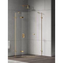 New Trendy Eventa Gold Shine EXK4834 kabina prysznicowa 90x90 cm złoty połysk/szkło przezroczyste