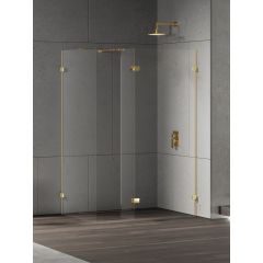 New Trendy Eventa Gold Shine EXK4866 ścianka prysznicowa walk-in 100 cm złoty połysk/szkło przezroczyste