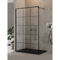 New Trendy New Modus Black EXK5548 ścianka prysznicowa walk-in 100 cm czarny mat/szkło ze wzorem