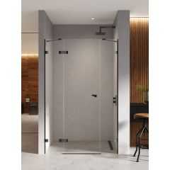 New Trendy Eventa Black Chrome EXK6139 drzwi prysznicowe 130 cm uchylne czarny połysk/szkło przezroczyste