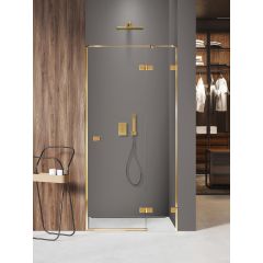 New Trendy Avexa Gold Shine XR EXK6749 drzwi prysznicowe 140 cm uchylne złoty połysk/szkło przezroczyste