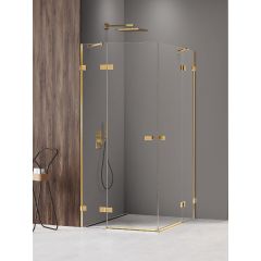 New Trendy Avexa Gold Shine XR EXK6816 kabina prysznicowa 90x90 cm kwadratowa złoty połysk/szkło przezroczyste