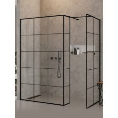 New Trendy New Modus Black EXK6961 ścianka prysznicowa walk-in 90 cm czarny mat/szkło ze wzorem