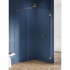 New Trendy Avexa Gold Brushed EXK7014 ścianka prysznicowa walk-in 90 cm złoty szczotkowany/szkło przezroczyste