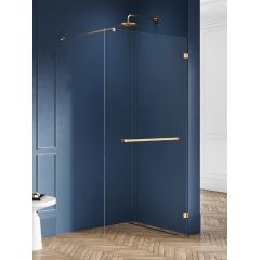 New Trendy Avexa Gold Brushed EXK7025 ścianka prysznicowa walk-in 80 cm złoty szczotkowany/szkło przezroczyste