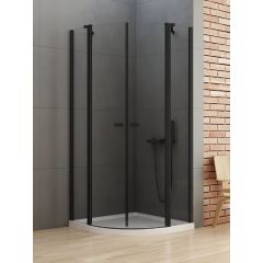 New Trendy New Soleo Black K0539 kabina prysznicowa 90x90 cm półokrągła czarny mat/szkło przezroczyste