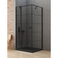 New Trendy New Soleo Black K0579 kabina prysznicowa 90x90 cm kwadratowa czarny mat/szkło przezroczyste